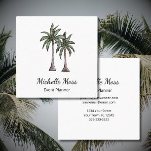 Tropical Palm Trees Modern Professional Square Business Card