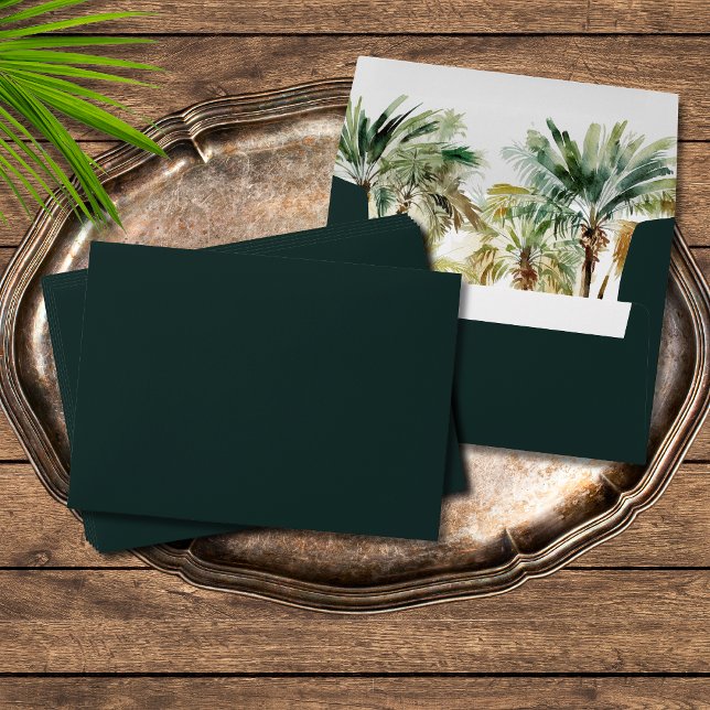 Tropical Palm Trees Modern Wedding Envelope (Creator Uploaded)