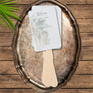 Tropical Palm Trees Modern Wedding Hand Fan