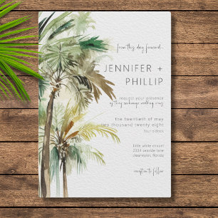 Tropical Palm Trees Modern Wedding Invitation