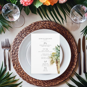 Tropical Palm Trees Modern Wedding Menu