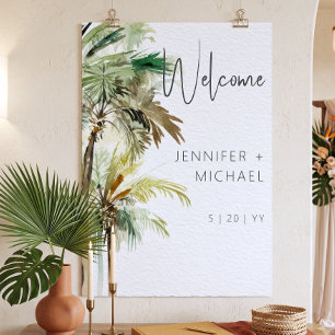 Tropical Palm Trees Modern Wedding Poster
