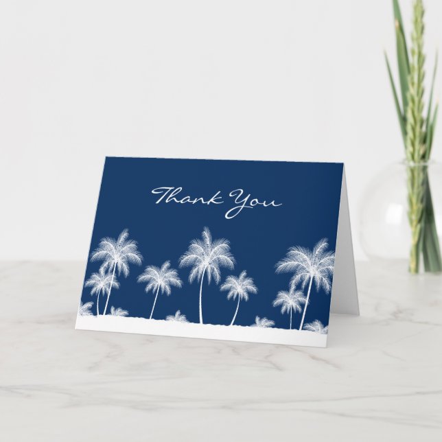 Tropical Palm Trees Navy Blue Thank You (Front)