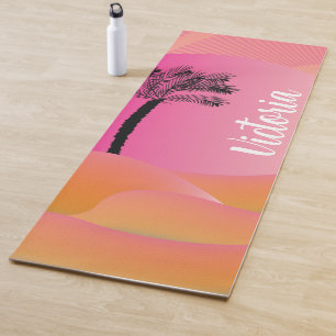 Tropical Palm Trees Ombré Name Yoga Mat