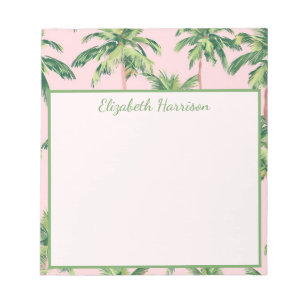 Tropical Palm Trees on Pink Personalised Notepad