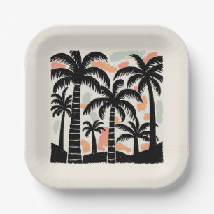 Tropical Palm Trees Paper Plate