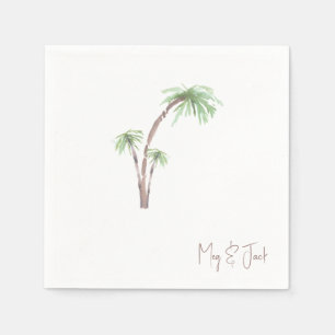 Tropical Palm Trees Personalised Script Names Napkin