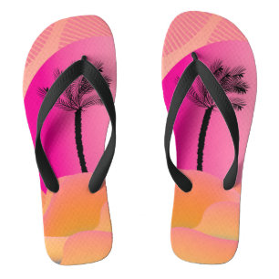 Tropical Palm Trees Pink Geometric Ombré Jandals