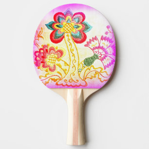 tropical palm trees pink ping pong paddle