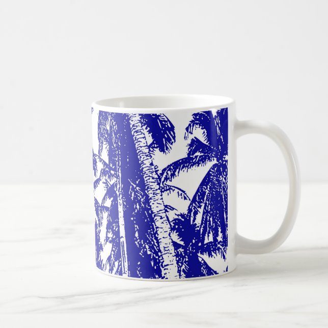 Tropical Palm Trees. Posterised Leaf pattern.. Coffee Mug (Right)
