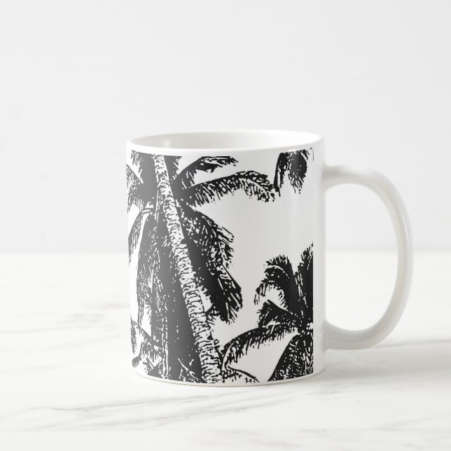 Tropical Palm Trees. Posterised Leaf pattern.. Coffee Mug (Right)