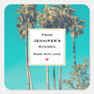 Tropical Palm Trees Retro Kitchen Square Sticker