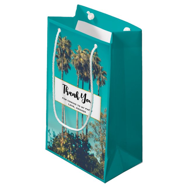 Tropical Palm Trees Retro Party Thank You Small Gift Bag (Front Angled)