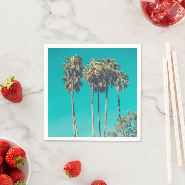 Tropical Palm Trees Retro Vibe Napkin (Insitu)