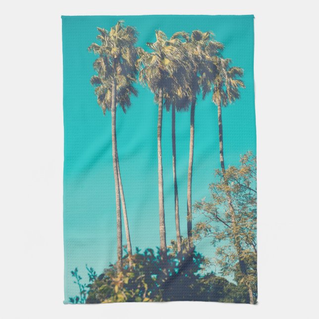 Tropical Palm Trees Retro Vibe Tea Towel (Vertical)
