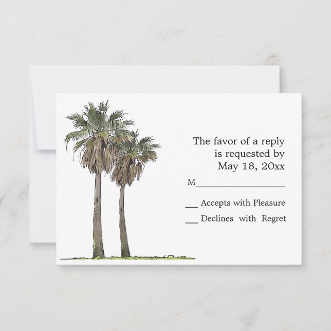 Tropical Palm Trees RSVP Cards (Front)