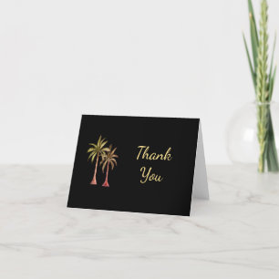 Tropical Palm Trees Script Simple Black  Thank You Card