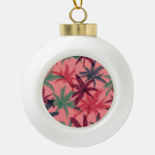 Tropical Palm Trees: Seamless Pattern Ceramic Ball Christmas Ornament