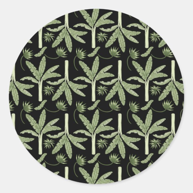 Tropical palm trees seamless pattern classic round sticker (Front)