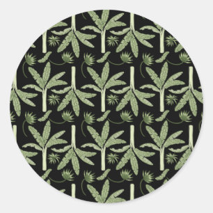 Tropical palm trees seamless pattern classic round sticker