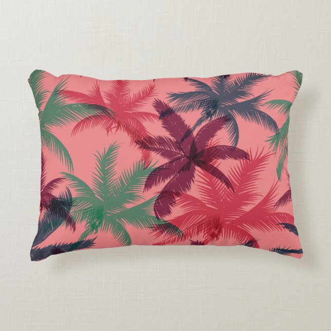 Tropical Palm Trees: Seamless Pattern Decorative Cushion (Front)