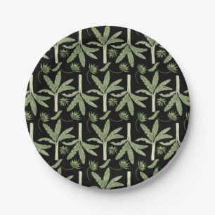Tropical palm trees seamless pattern paper plate