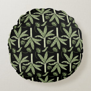 Tropical palm trees seamless pattern round cushion