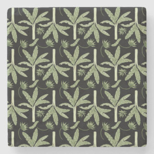 Tropical palm trees seamless pattern stone coaster