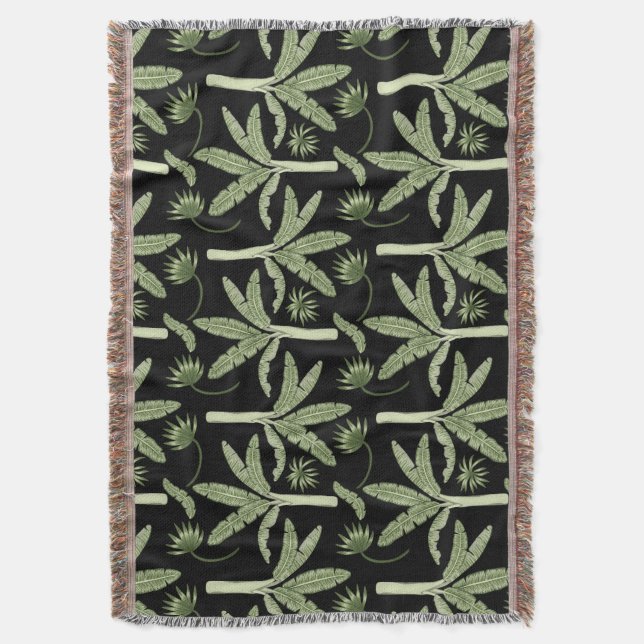 Tropical palm trees seamless pattern throw blanket (Front Vertical)