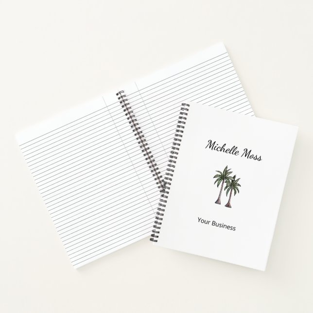 Tropical Palm Trees Simple Beach Elegant  Notebook (Inside)