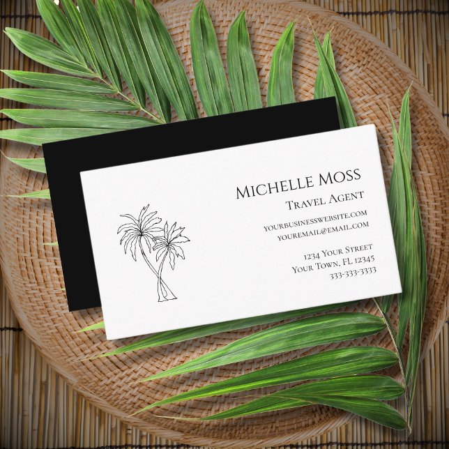 Tropical Palm Trees Simple Botanical Drawing Business Card (Creator Uploaded)