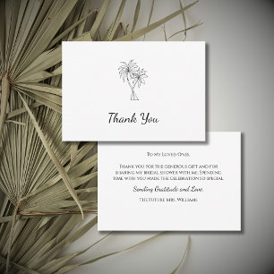 Tropical Palm Trees Simple Elegant Bridal Shower Thank You Card