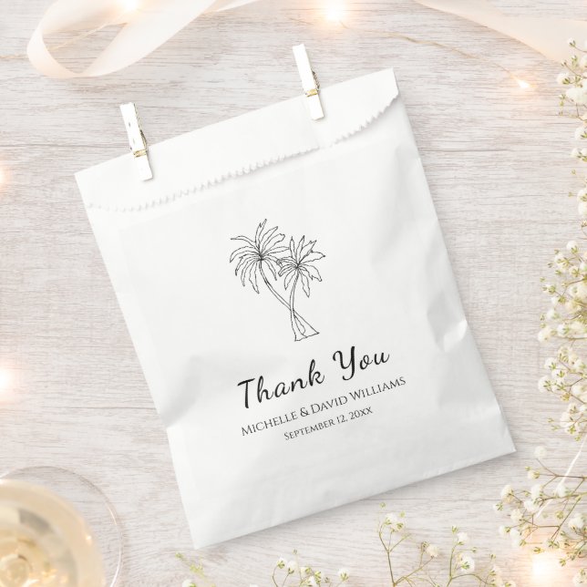 Tropical Palm Trees Simple Thank You Wedding  Favour Bags (Clipped)
