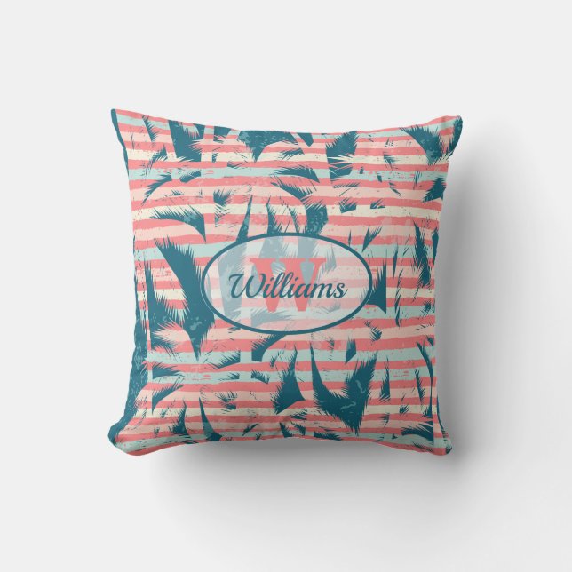 Tropical Palm Trees Stripes Cushion (Front)