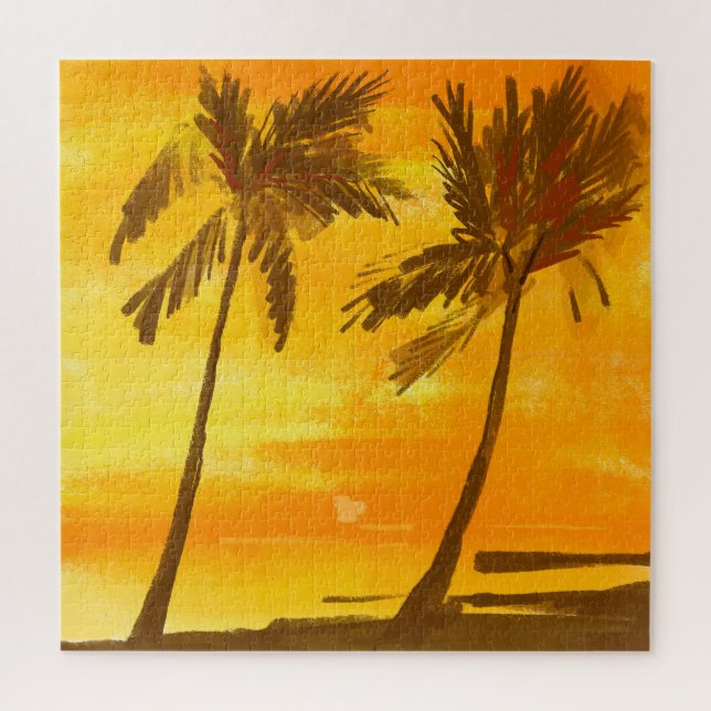 Tropical Palm Trees Summer Background Jigsaw Puzzle (Vertical)