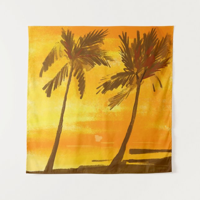 Tropical Palm Trees Summer Background Tapestry (Front)