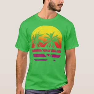 Tropical Palm Trees Sunset Beach Island Summer Sum T-Shirt