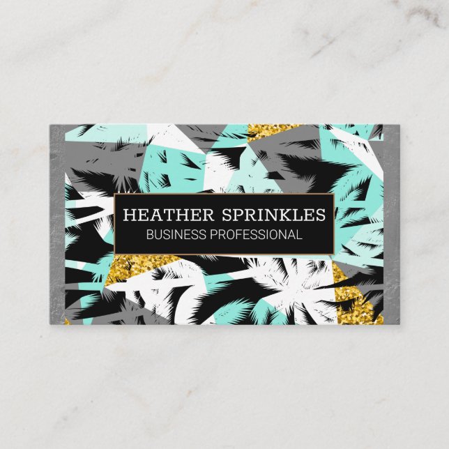 Tropical Palm Trees Texture Wall Border Business Card (Front)