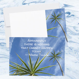 Tropical Palm Trees Twain Quote Flat Note Card