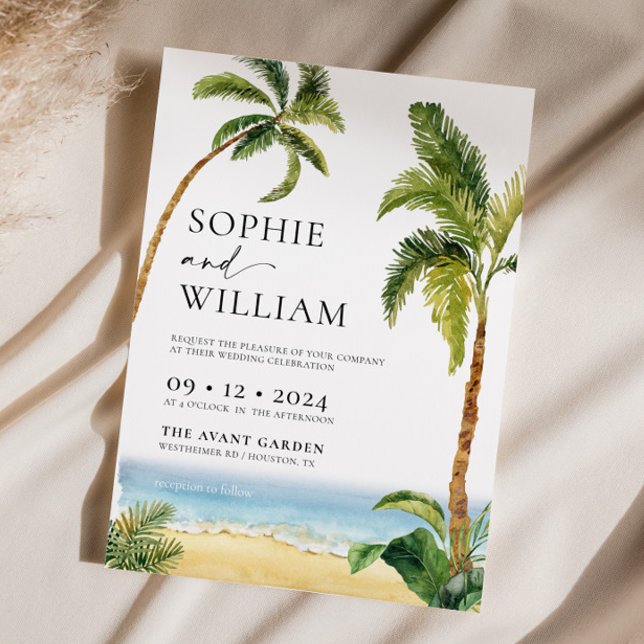 Tropical Palm Trees Wedding Invitation (Creator Uploaded)