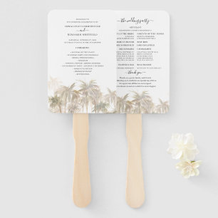 Tropical Palm Trees Wedding Program Hand Fan