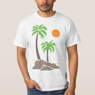 Tropical palm trees with sun on a small island iso T-Shirt