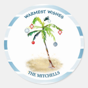 Tropical Palm Warm Wishes Holiday Envelope Seals