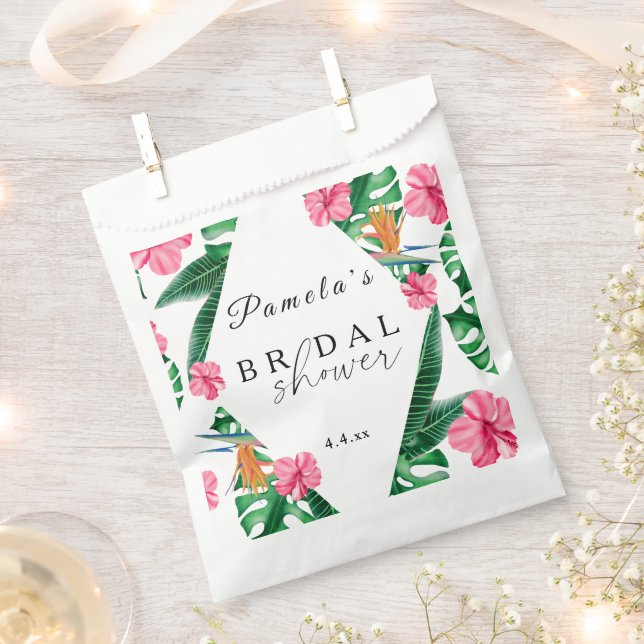 Tropical Palm Watercolor Geometric Bridal Shower  Favour Bags (Clipped)