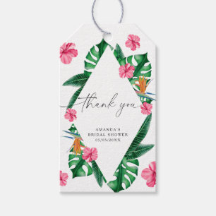 Tropical Palm Watercolor Geometric thank you Gift Tags