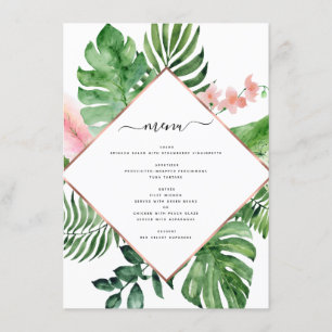 Tropical Palm Watercolor Geometric Wedding Menu
