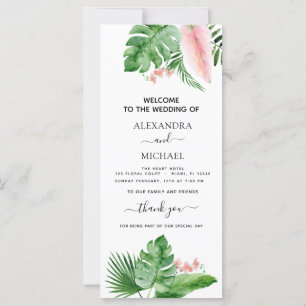 Tropical Palm Watercolor Geometric Wedding Program