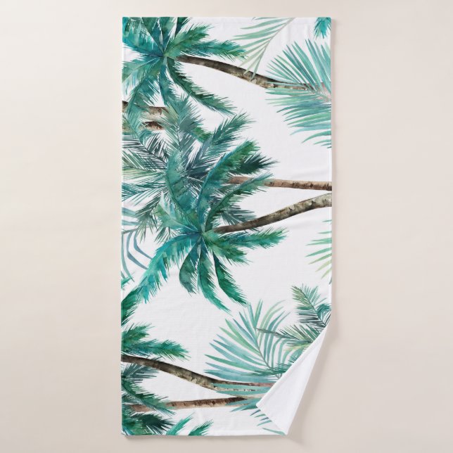 Tropical Palm: Watercolor Jungle Pattern. Bath Towel (Bath Towel)