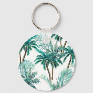 Tropical Palm: Watercolor Jungle Pattern. Key Ring