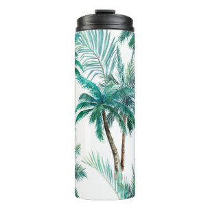 Tropical Palm: Watercolor Jungle Pattern. Thermal Tumbler